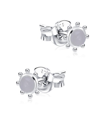 Rose Quartz Stone Silver Ear Stud STS-5340